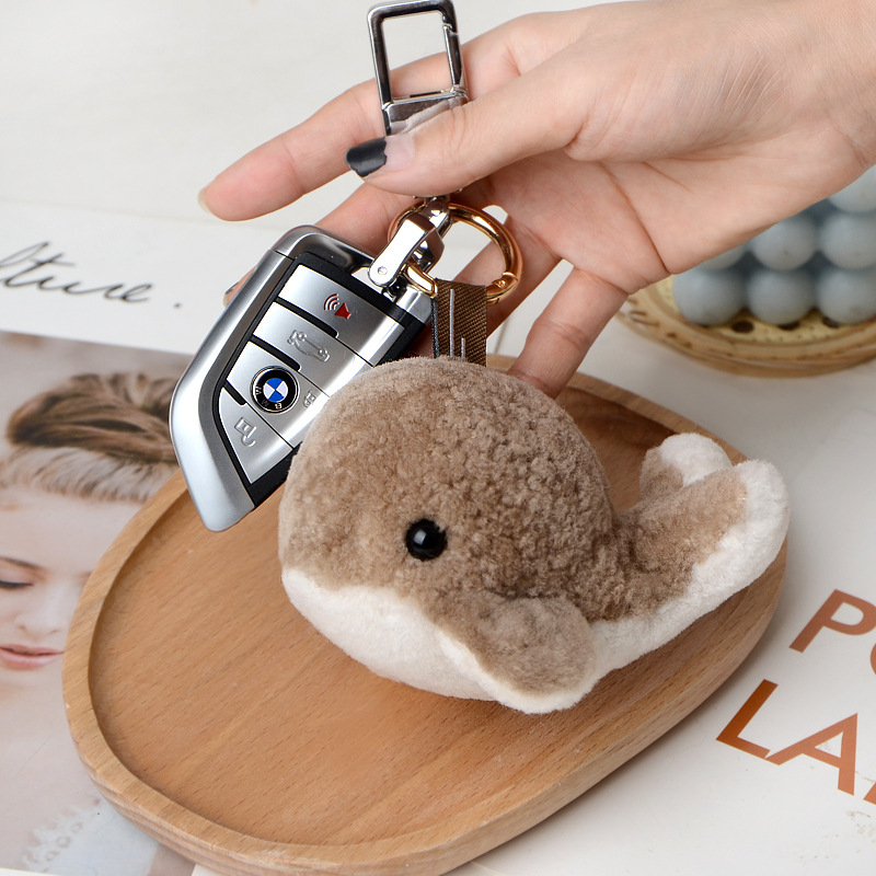 Wool Baby Whale Car Key Chain Pendant Plush Doll Schoolbag Pendant-1