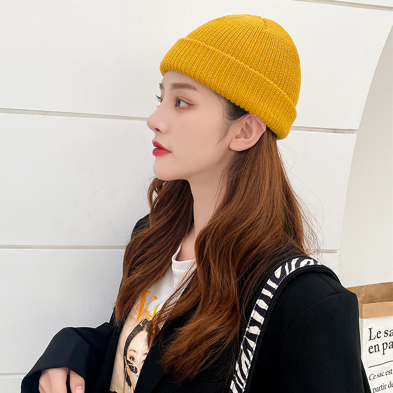 Domed Winter Knitted Men's And Women's Wool Hat-yellow