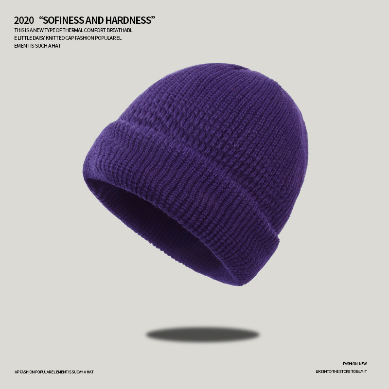 Domed Winter Knitted Men's And Women's Wool Hat-purple Blue
