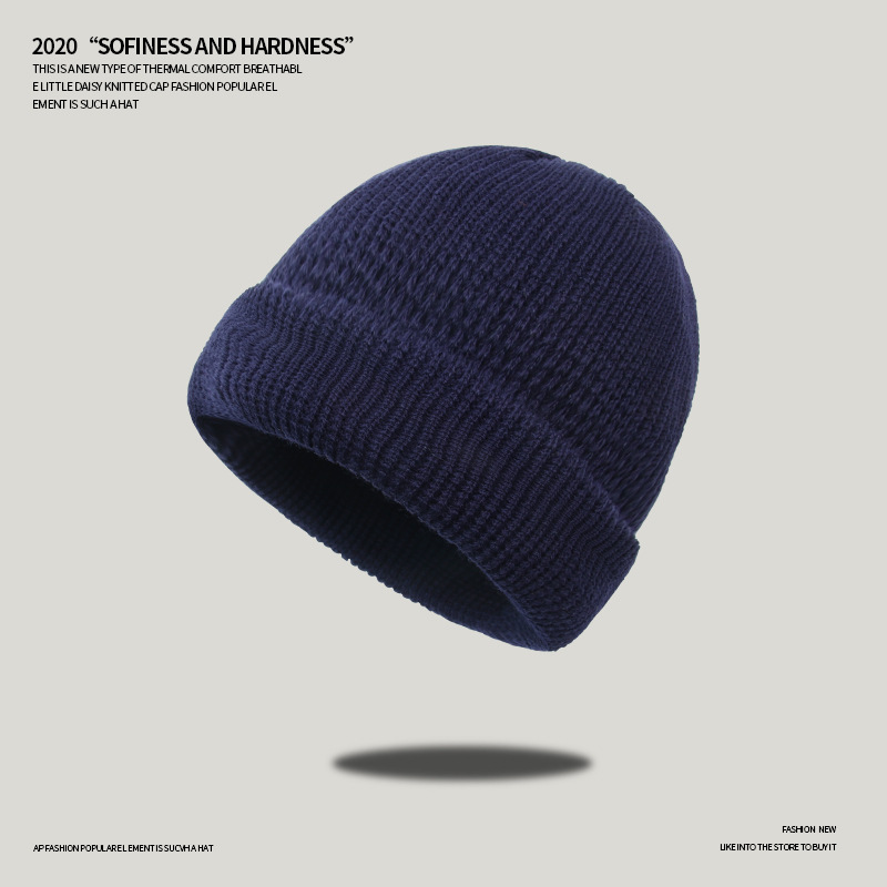 Domed Winter Knitted Men's And Women's Wool Hat-navy Blue