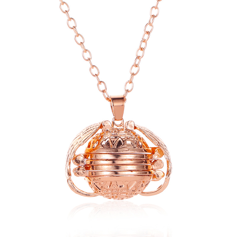 Rose Golden Openable Multi-layer Wing Photo Box Necklace