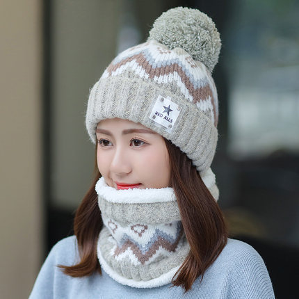 Khaki Autumn And Winter Plush Ear Protection Knitted Hat