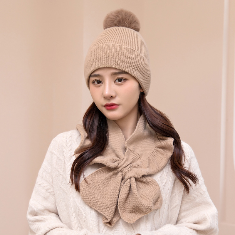 Brown Winter Cycling Women's Sweet And Lovely Knitted Wool Hat