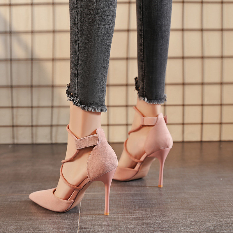Pink Versatile Temperament Light Mouth Single Shoes Roman Shoes Sandals