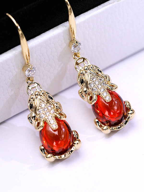 Vintage Ethnic Style Red Earrings