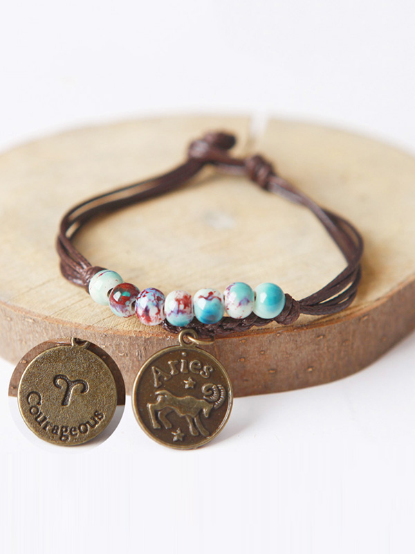 Original Handmade The Zodiac Sign Ceramic Beads Bracelet