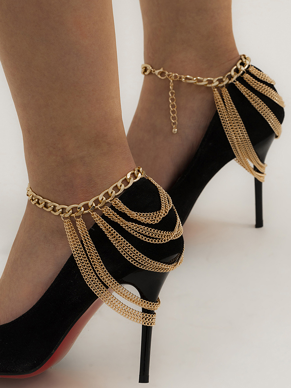 Simple Multi-layered Tassels Chains Anklets