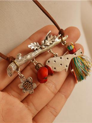 Fresh Bird Pendant Tasseled Necklace