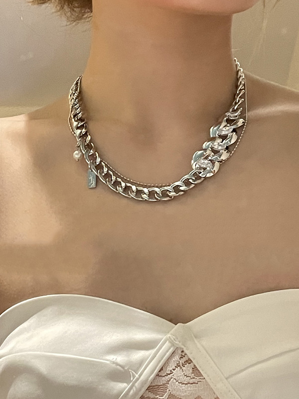 Original Stylish Stone Pearl Chain Necklace