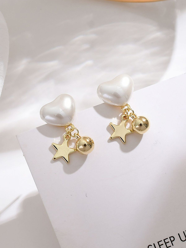 Pearl Five-Pointed Star Simple Earrings