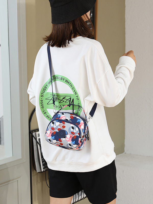 Multicolor Simple Solid Color Floral Printed Shoulder Bag