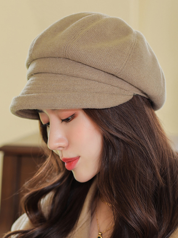 Gray Vintage Solid Color Beret Hat