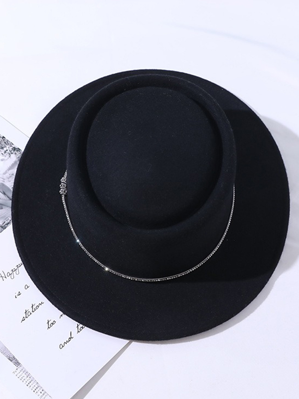 Black Vintage Black Khaki Solid Color Felt Hat