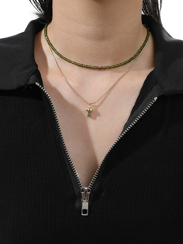 Green Simple Normcore Mushroom Shape Necklaces Accessories