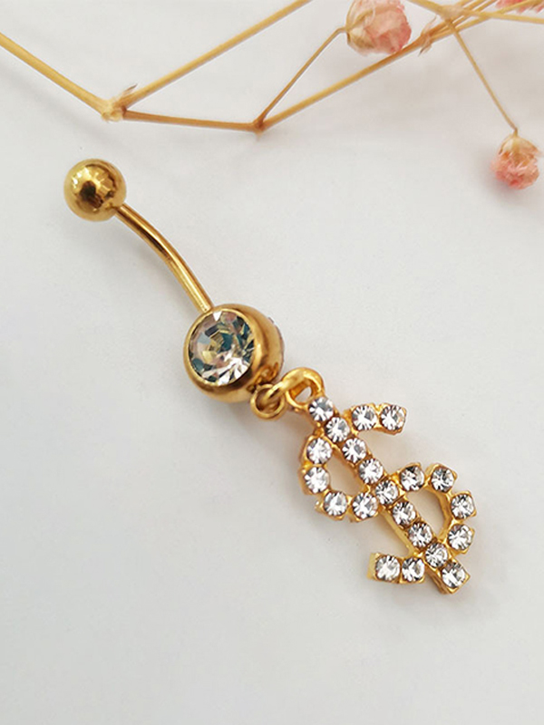 Gold Stylish Alloy Belly Button Ring Body Accessories