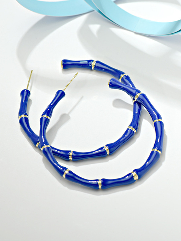 Blue Stylish Statement Geometric Contrast Color Earrings