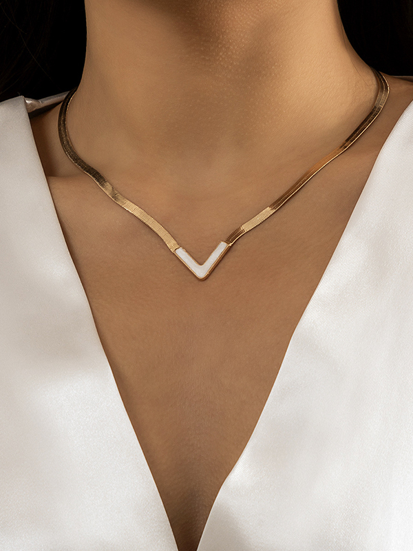 WHITE Simple Alloy Chain Necklaces Accessories