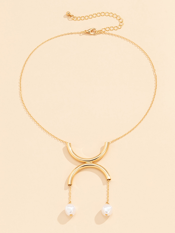 Gold Original Simple Casual Beads Geometric Necklace