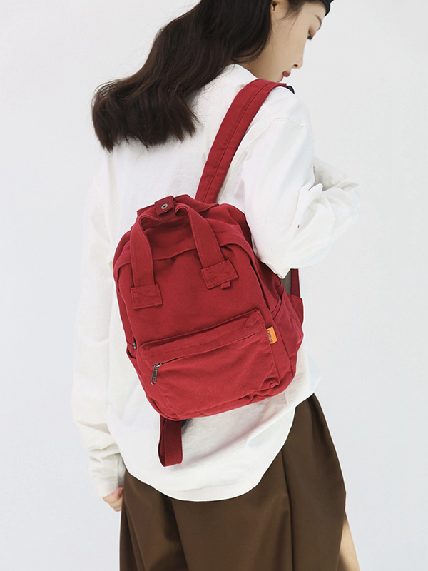 Red Simple Casual 5 Colors Canvas Backpack