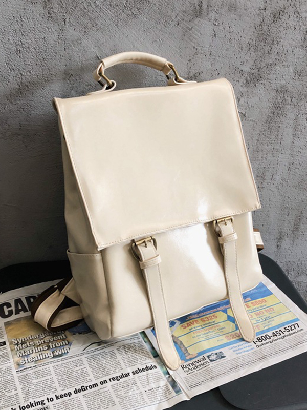 CREAM Simple Vintage Solid Color Backpack