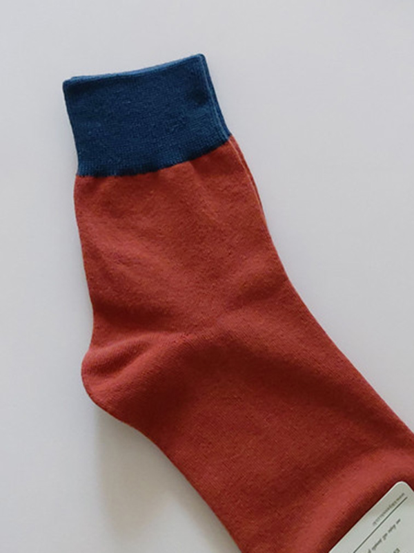 Blue+orange Simple Casual Split-joint Socks
