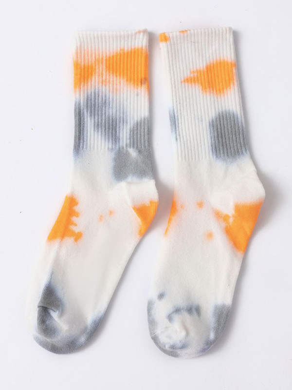 Orange Gray Stylish Cool Colorful Graffiti Socks