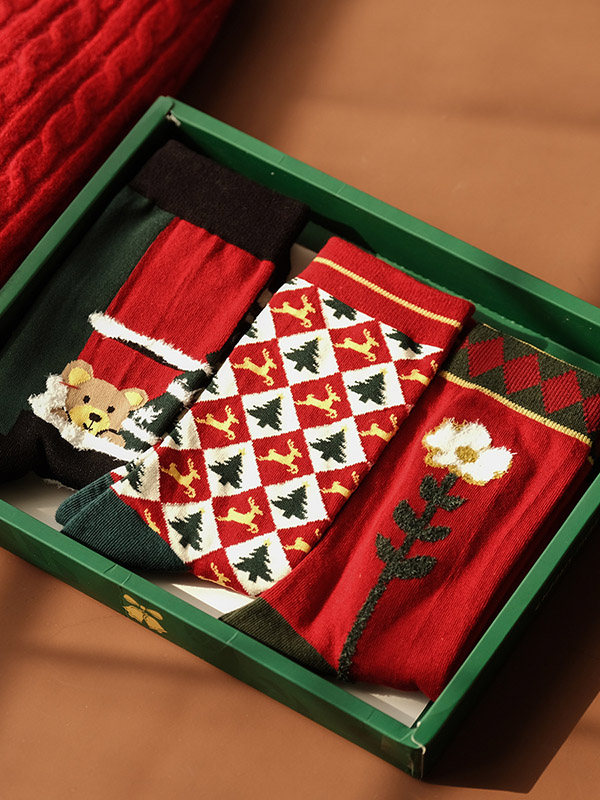 Style B Vintage Plaid Printed Christmas Gift Socks Accessories