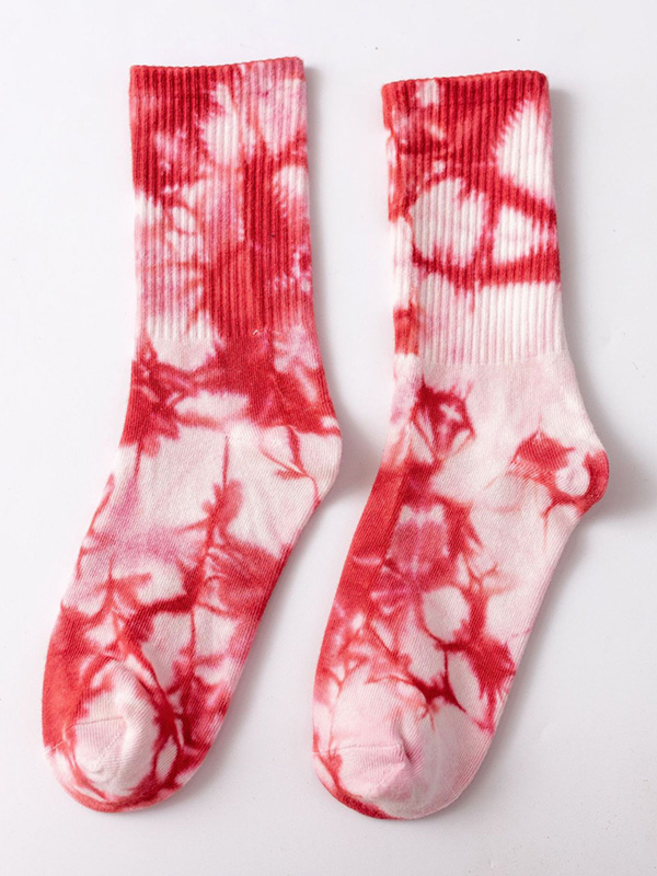 Red Stylish Cool Colorful Tie-dyed Socks