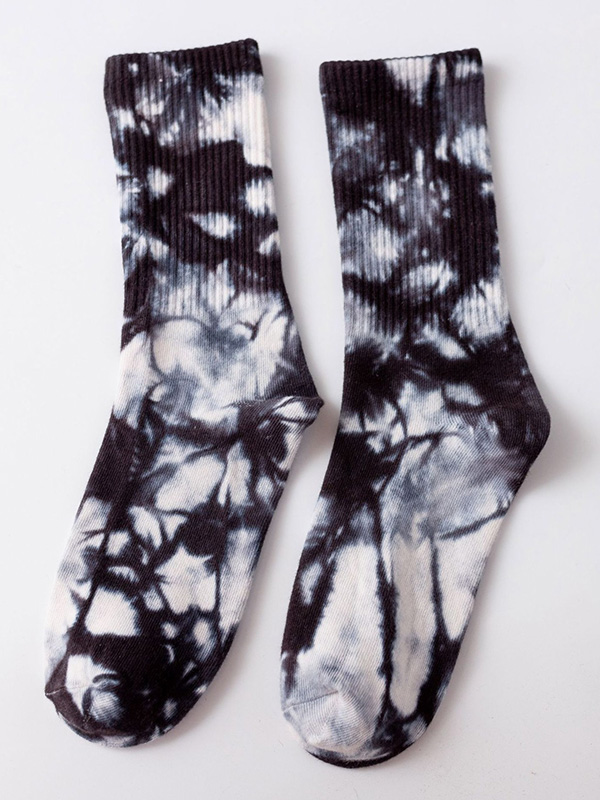 Black Stylish Cool Colorful Tie-dyed Socks