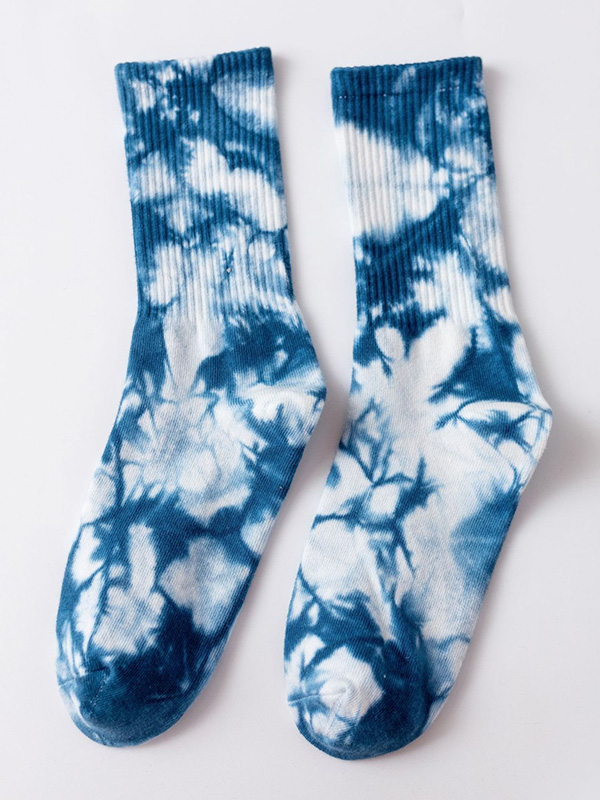 Blue Stylish Cool Colorful Tie-dyed Socks