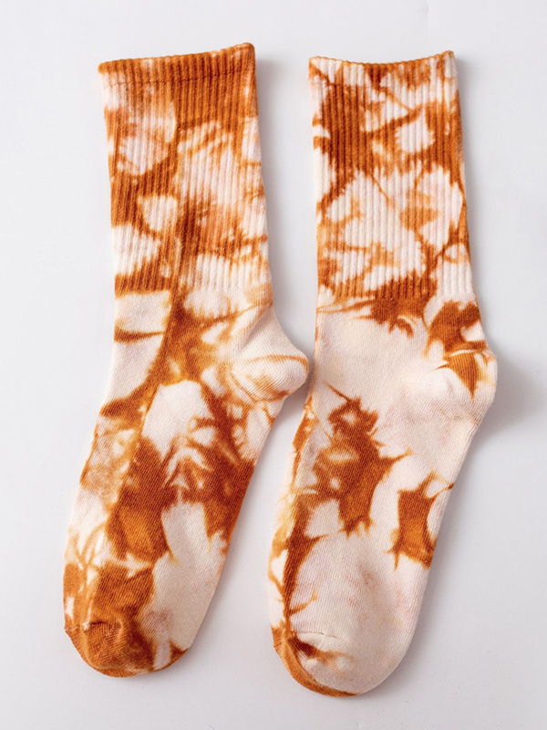Orange Stylish Cool Colorful Tie-dyed Socks