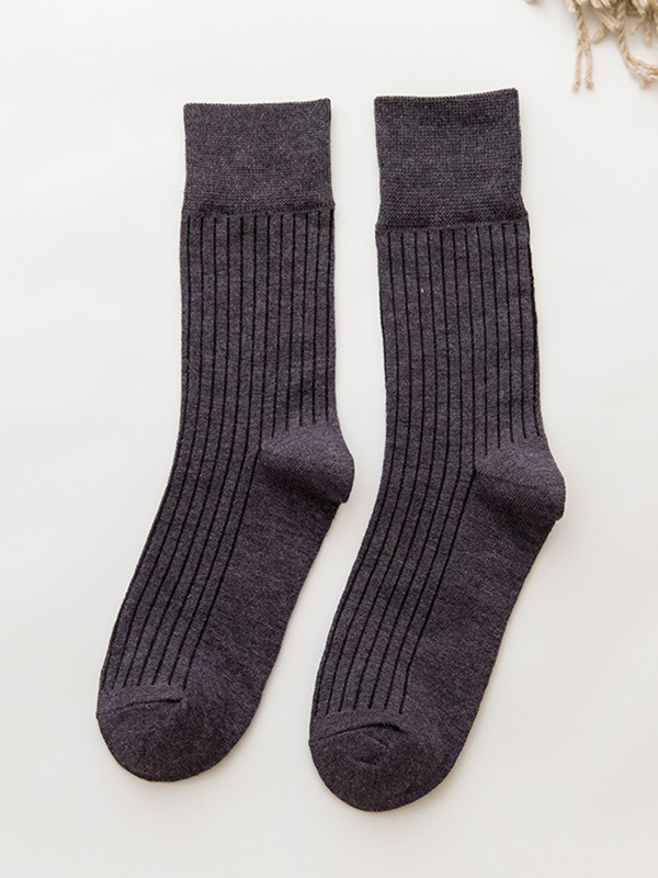 Deep Gray Vintage Knitting Jacquard Solid Color Socks Accessories