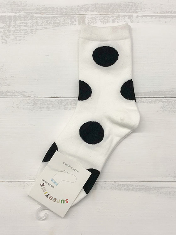 White Pure Cotton Simple Polka-dot Socks