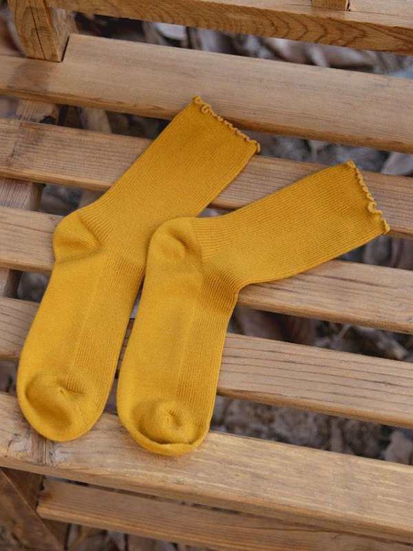 Yellow Vintage Keep Warm Solid Color Socks