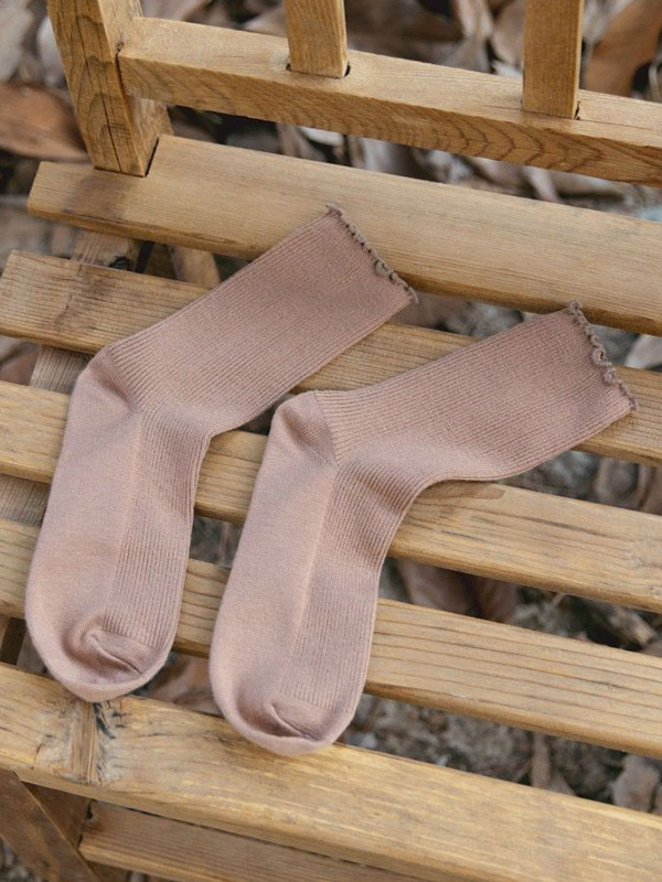 Pink Vintage Keep Warm Solid Color Socks