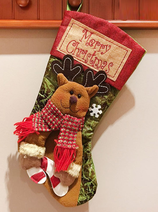 Deer Ear Santa Claus Snowman Socks Christmas Gifts Bag
