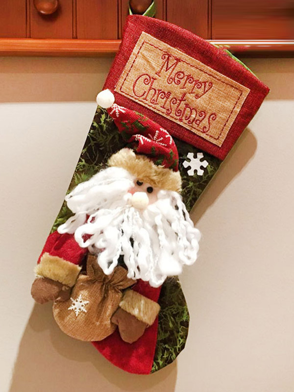 Old Mansanta Claus Snowman Socks Christmas Gifts Bag