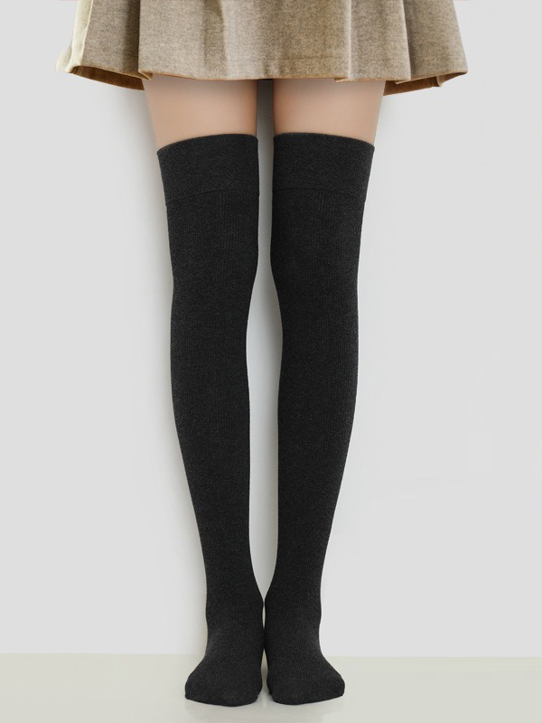 Black Plus Size Vintage Solid Color Non-slip Stockings