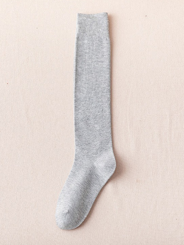 LIGHT GRAY Urban Solid Color Cotton Stockings