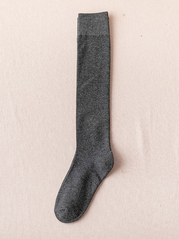 Deep Gray Urban Solid Color Cotton Stockings