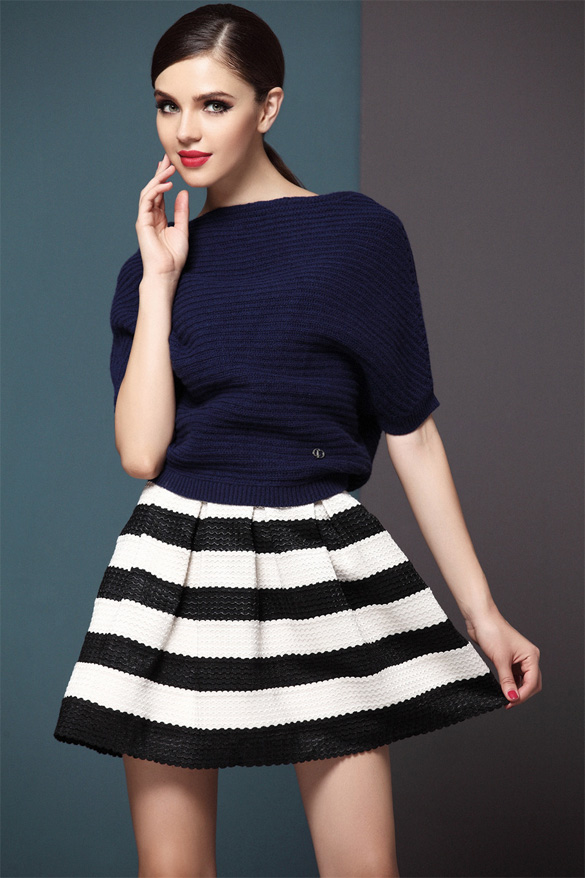 Elegant Womens Girls Retro Flared Black And White Stripe Mini Skirt ...