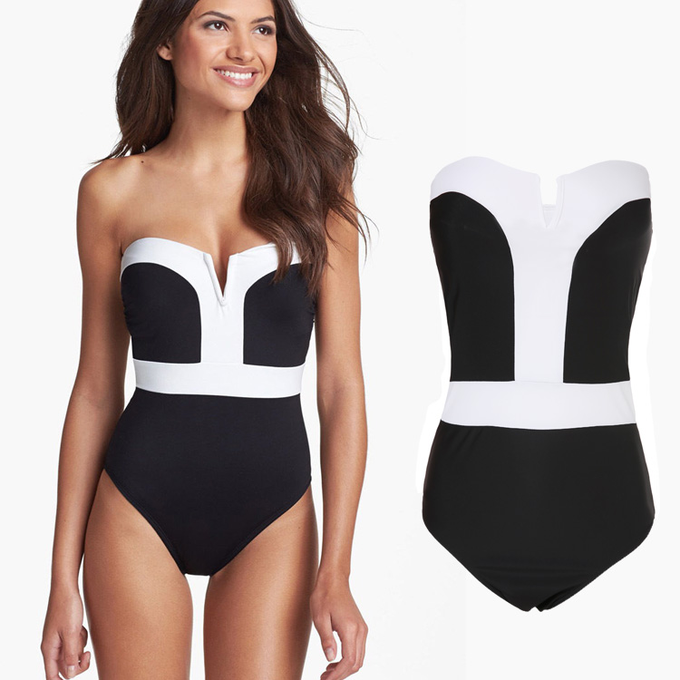 women's strapless one piece swimsuit