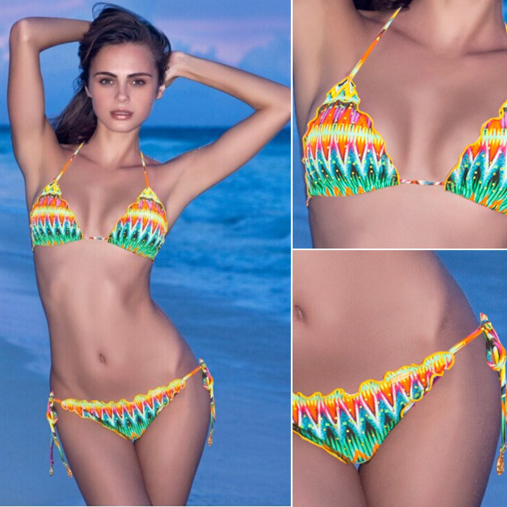 Sexy Women Halter Colorful Reversible String Bikini Set Bottom Swimwear Swimsuit