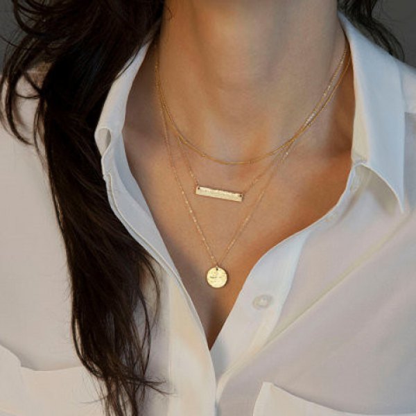 Trendy Women s Solid Color Multi layered Necklace on Luulla