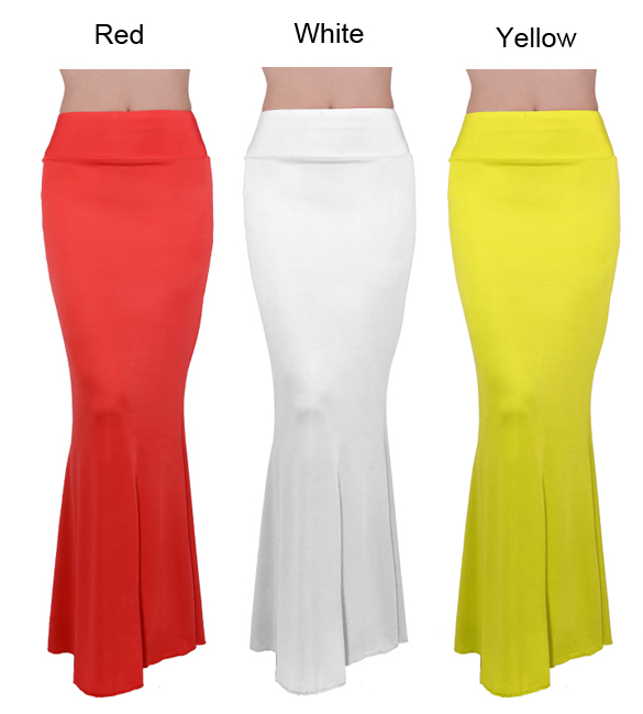 Long Foldover High Waisted Elegant Maxi Skirt Solid Color