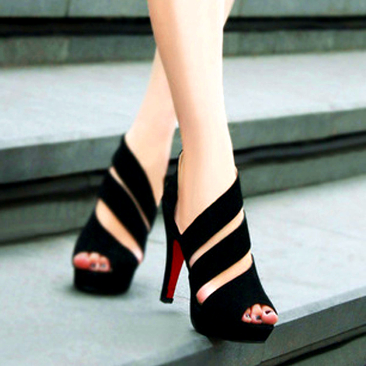 Women's Zipper Stilettlo Pep Toe Platform Heel Sandals