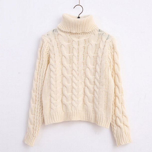 High Collar Knit Retro Upset Coarse Yarn Pullover Sweater