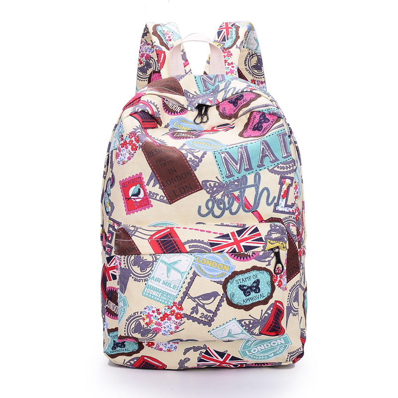 Seller Print Backpack Canvas School Travel Bag