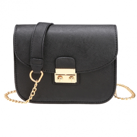 Synthetic Leather Mini Chain Crossbody With Buckle Clasp