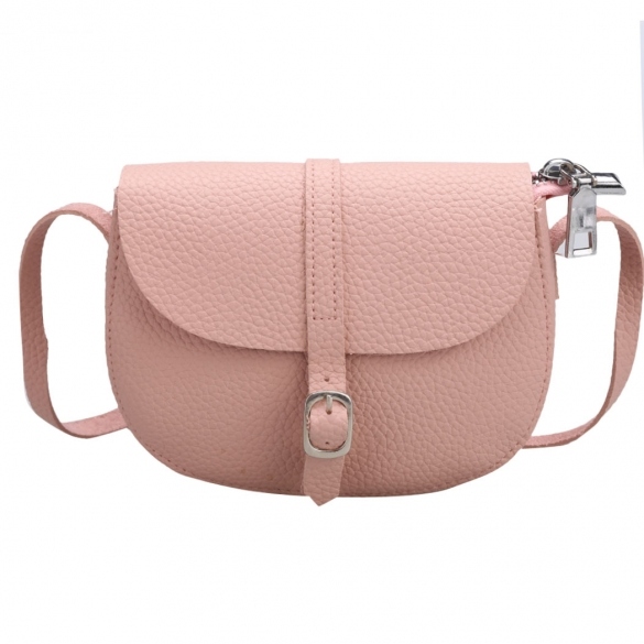 Women Synthetic Leather Messenger Bag Soft Solid Flap Bag Hasp Closure